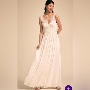 Anthropologie BHLDN Hitherto Fleur Wedding Dress 8 Ivory Lace Tulle Bridesmaid